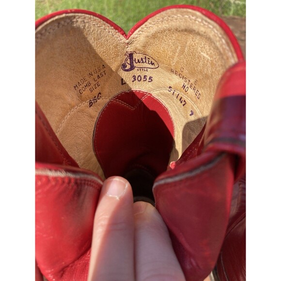 Justin Womens Cowboy Boots 5.5C Red Classic Roper Cowgirl Western Broke In - Picture 8 of 9